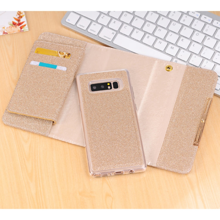 For Galaxy Note 8 Glitter Powder Frosted Shoulder Bag Horizontal Flip Leather Case Cover with Card Slots