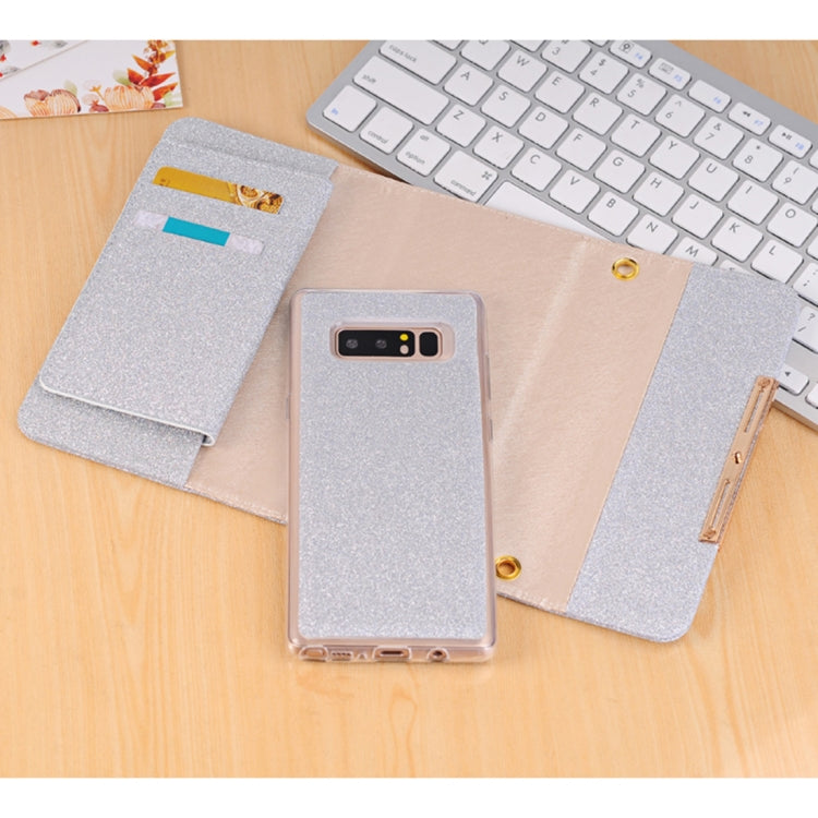For Galaxy Note 8 Glitter Powder Frosted Shoulder Bag Horizontal Flip Leather Case Cover with Card Slots