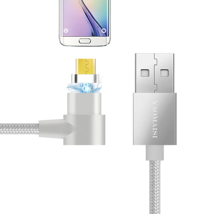 YAOMAISI Q13 1m Micro USB to USB L-Type Nylon Weave Data Sync Charging Cable, For Galaxy, HTC, Google, LG, Sony, Huawei, Xiaomi, Lenovo and Other Smartphones(Silver)