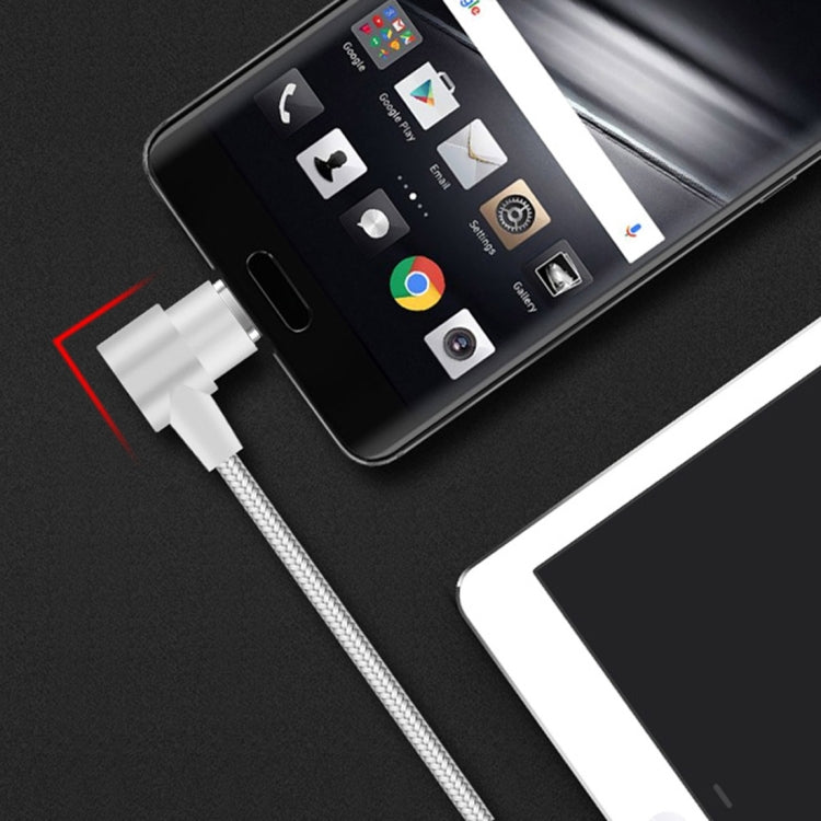 YAOMAISI Q13 1m Micro USB to USB L-Type Nylon Weave Data Sync Charging Cable, For Galaxy, HTC, Google, LG, Sony, Huawei, Xiaomi, Lenovo and Other Smartphones(Silver)