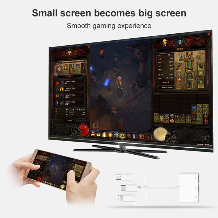 NK-103T 3 in 1 USB 2.0 + SD / TF / OTG to USB-C / Type-C + Micro USB + 8 Pin Card Reader