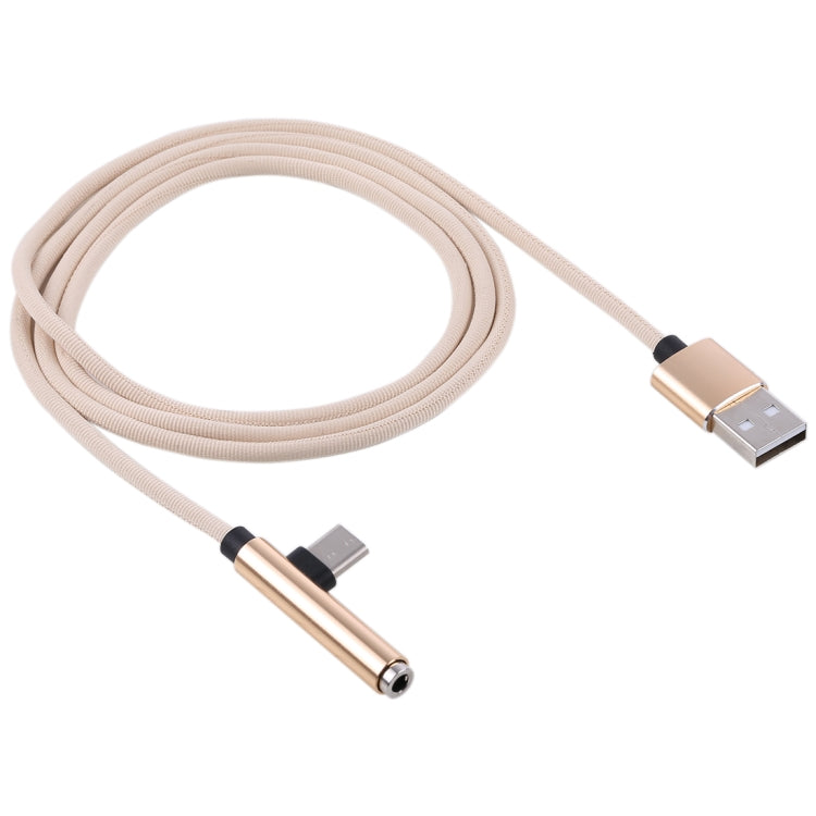 Type-C Male + USB to 3.5mm Female Cloth Earphone Audio Adapter Cable
