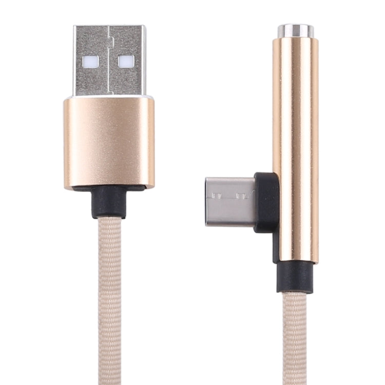 Type-C Male + USB to 3.5mm Female Cloth Earphone Audio Adapter Cable