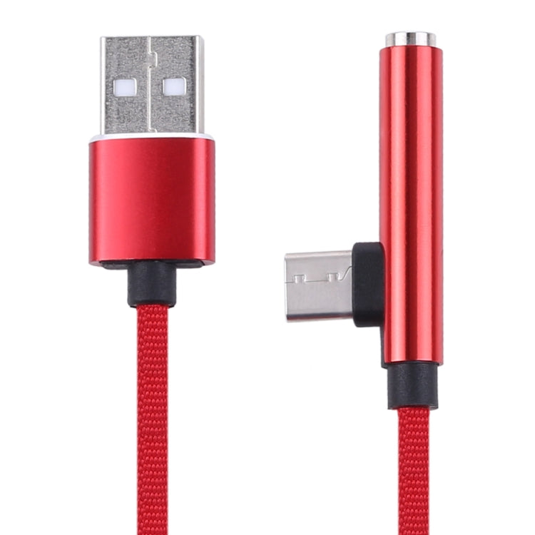 Type-C Male + USB to 3.5mm Female Cloth Earphone Audio Adapter Cable