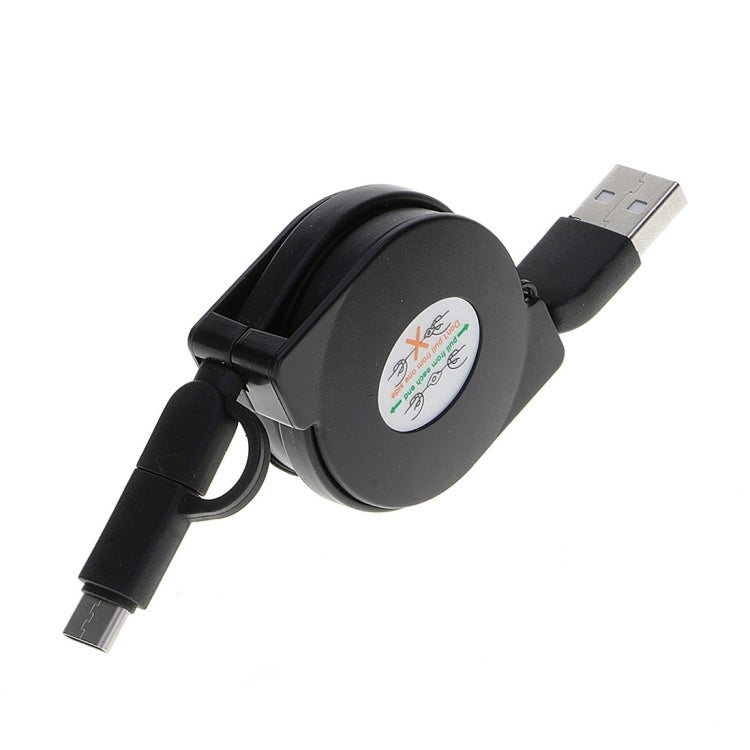 1m 2A Two in One Retractable Micro USB to Type-C Data Sync Charging Cable, For
