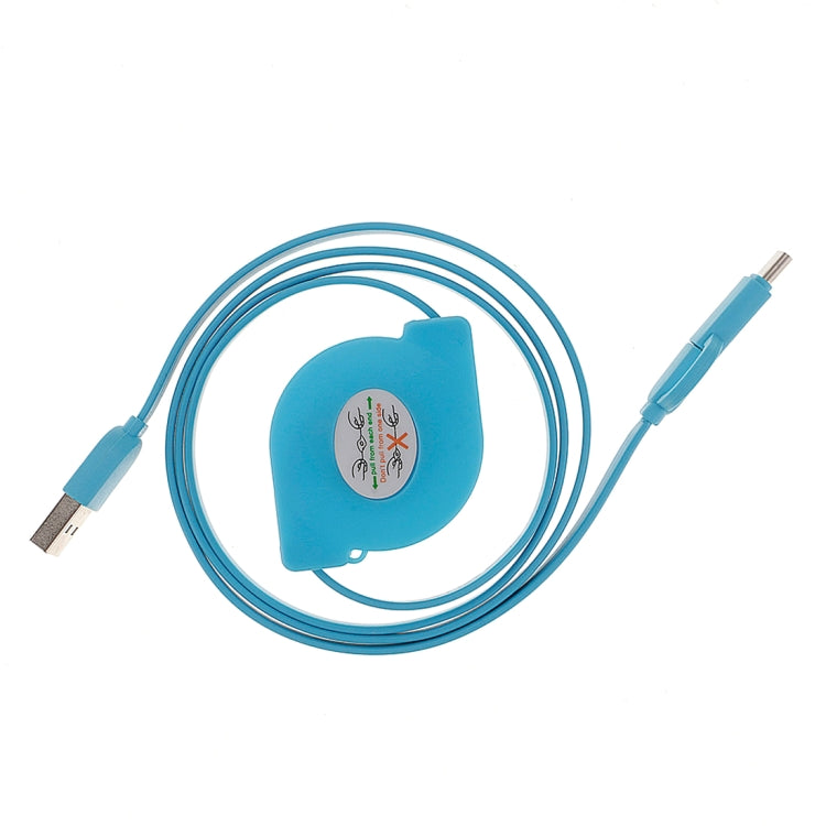 1m 2A Two in One Retractable Micro USB to Type-C Data Sync Charging Cable, For