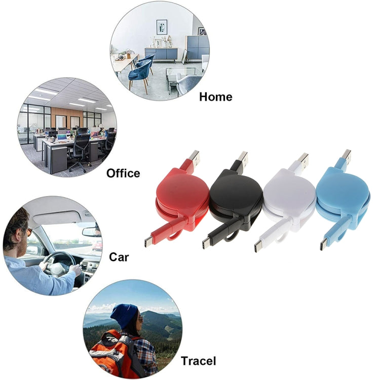 1m 2A Two in One Retractable Micro USB to Type-C Data Sync Charging Cable, For