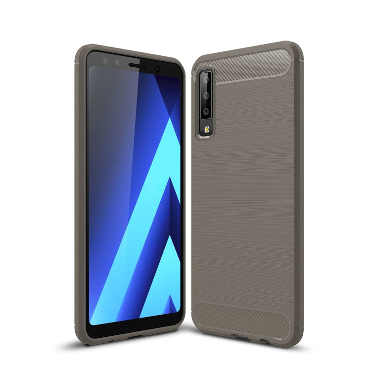For Galaxy A7 (2018) / A750 Brushed Carbon Fiber Texture TPU Shockproof Anti-slip Soft Protective Back Cover Case