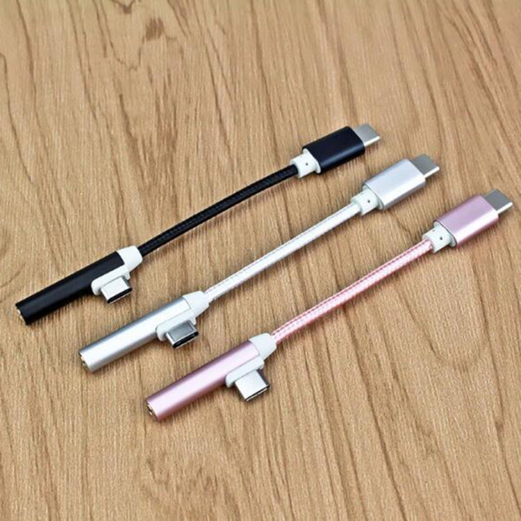Type-C 3.5mm Aluminum Alloy + Nylon Audio Adapter, Length: 12cm, For Xiaomi , Huawei , Letv