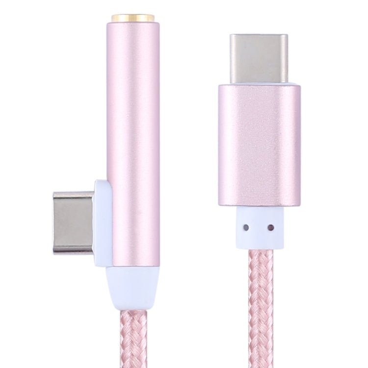 Type-C 3.5mm Aluminum Alloy + Nylon Audio Adapter, Length: 12cm, For Xiaomi , Huawei , Letv