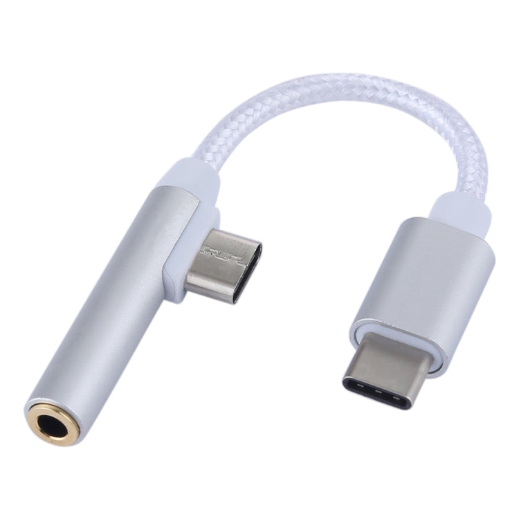 Type-C 3.5mm Aluminum Alloy + Nylon Audio Adapter, Length: 12cm, For Xiaomi , Huawei , Letv