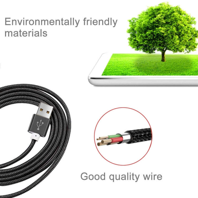 1.2M Woven Style Micro USB to USB 2.0 Data Sync Cable with Double LED Indicator Light for Samsung, HTC, Sony, Huawei, Xiaomi(Black)