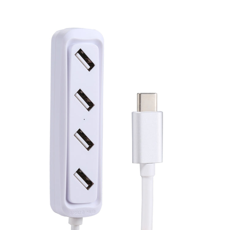 4 x USB 2.0 Ports to USB-C / Type-C HUB Adapter, Total Length: about 30cm