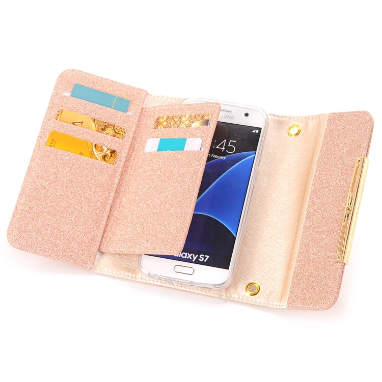 Glitter 2 in 1 Wallet Style Detachable Leather Case Shoulder Chain Bag with Card Slots for Galaxy S7 / G930