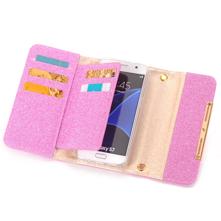Glitter 2 in 1 Wallet Style Detachable Leather Case Shoulder Chain Bag with Card Slots for Galaxy S7 / G930