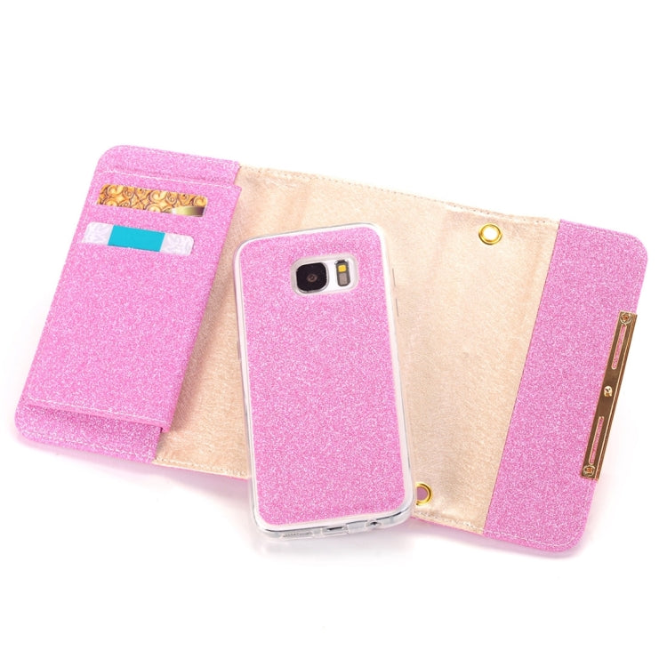 Glitter 2 in 1 Wallet Style Detachable Leather Case Shoulder Chain Bag with Card Slots for Galaxy S7 / G930