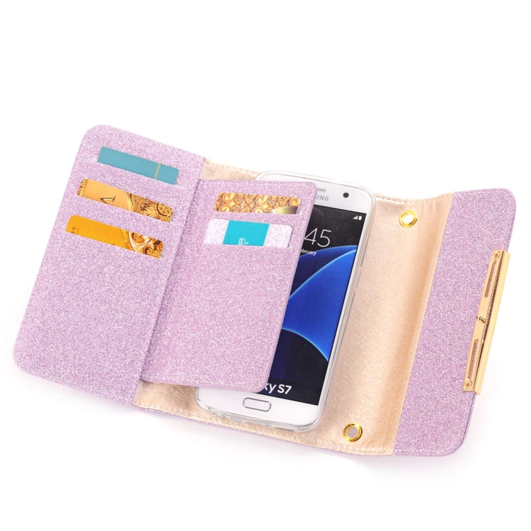 Glitter 2 in 1 Wallet Style Detachable Leather Case Shoulder Chain Bag with Card Slots for Galaxy S7 / G930