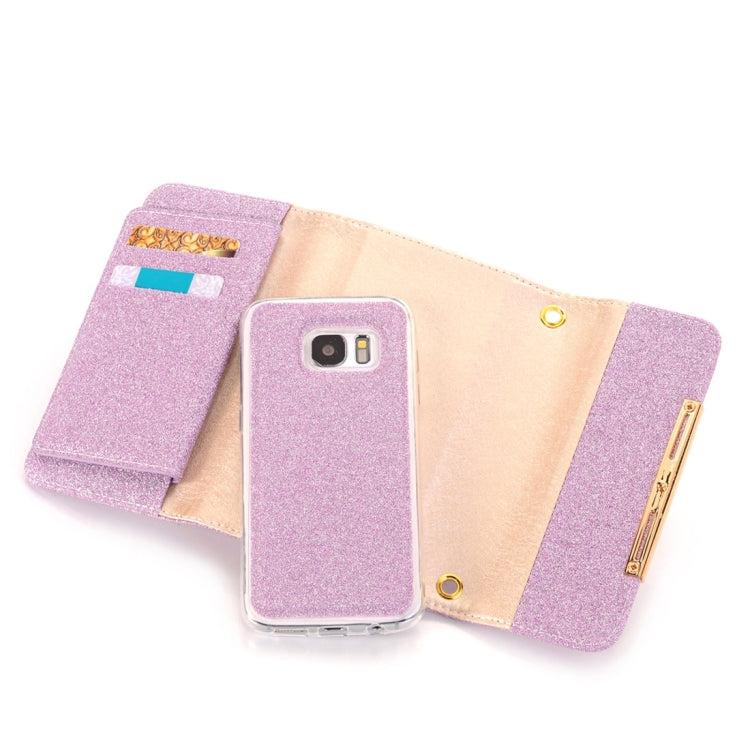 Glitter 2 in 1 Wallet Style Detachable Leather Case Shoulder Chain Bag with Card Slots for Galaxy S7 / G930