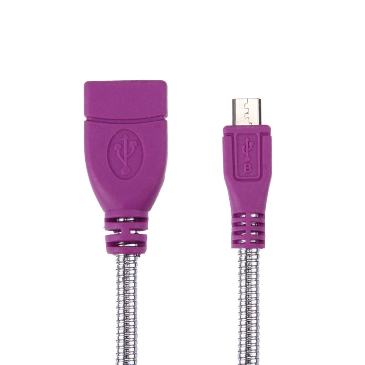 USB 2.0 Female to Micro USB Male Metal Soft Hose OTG Converter Adapter Cable for OTG device, Length: about 10cm(Purple)