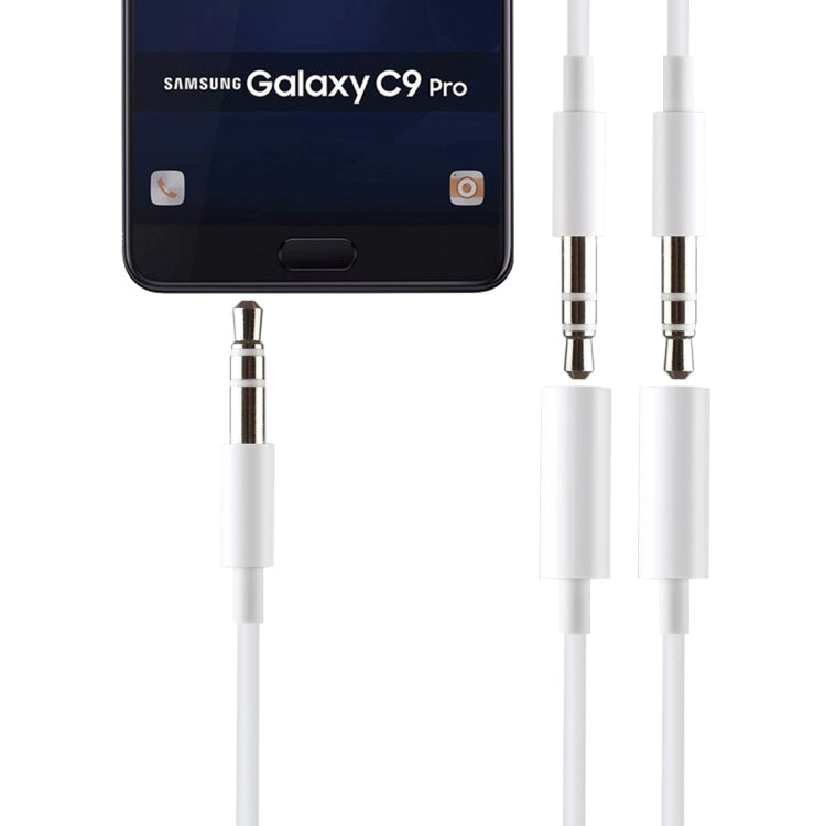MH028 17cm 3.5mm Male to Dual 3.5mm Female Audio Connector Adapter Cable for Headset, Mobile Phone, Tablet, Computer, Speaker(White)