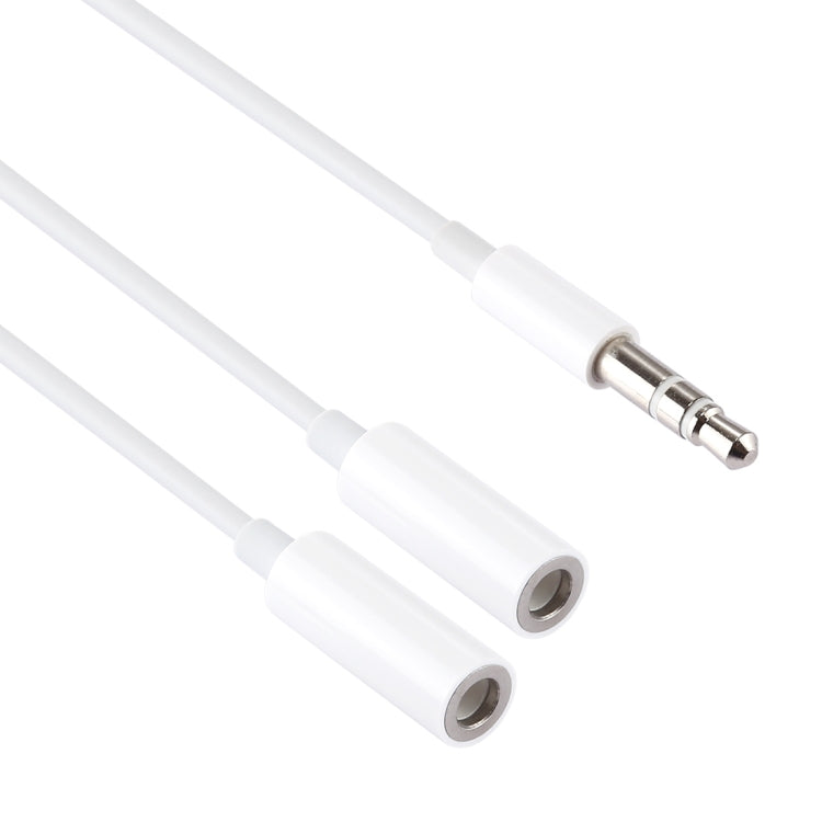 MH028 17cm 3.5mm Male to Dual 3.5mm Female Audio Connector Adapter Cable for Headset, Mobile Phone, Tablet, Computer, Speaker(White)