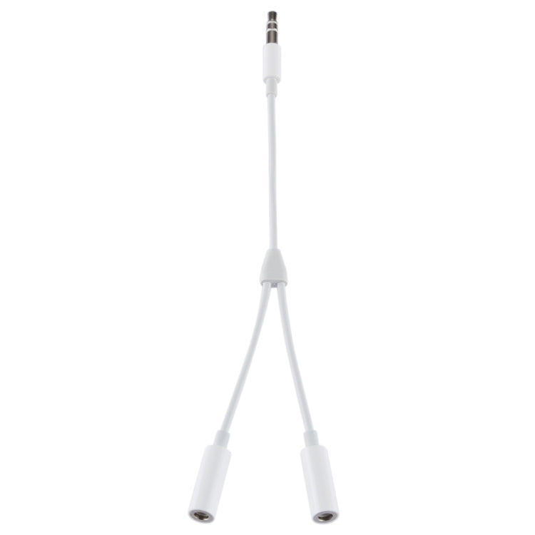 MH028 17cm 3.5mm Male to Dual 3.5mm Female Audio Connector Adapter Cable for Headset, Mobile Phone, Tablet, Computer, Speaker(White)