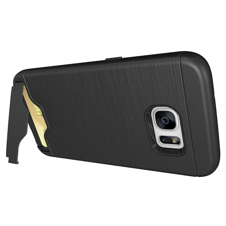 For Galaxy S7 / G930 Brushed Texture Separable TPU + PC Combination Back Case with Card Slot & Holder