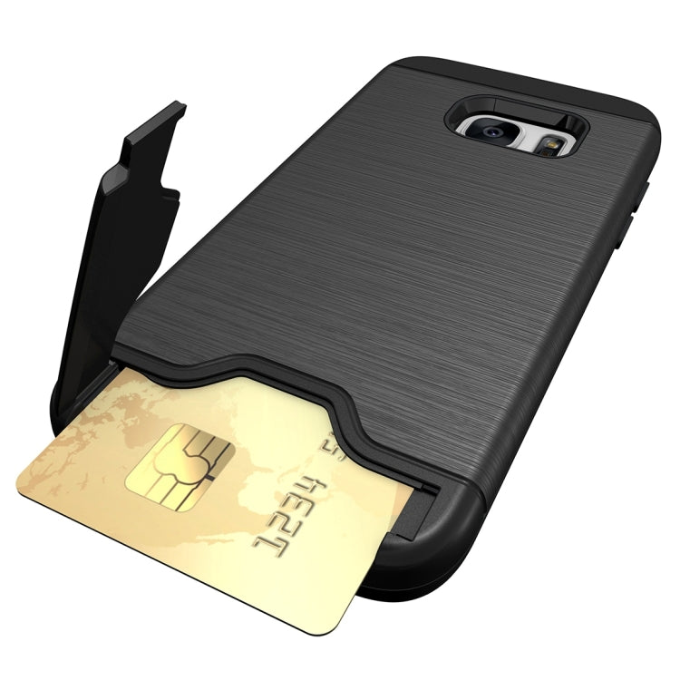 For Galaxy S7 / G930 Brushed Texture Separable TPU + PC Combination Back Case with Card Slot & Holder