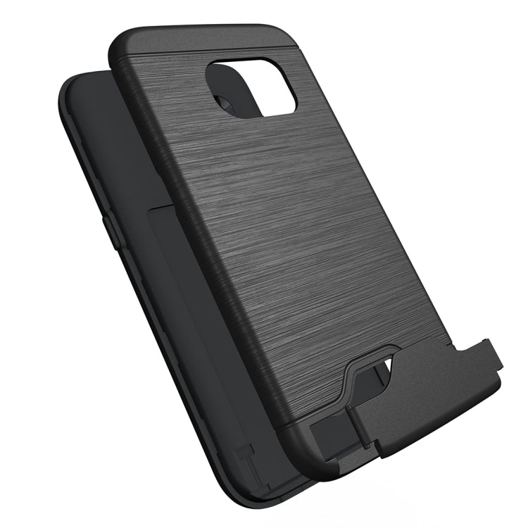 For Galaxy S7 / G930 Brushed Texture Separable TPU + PC Combination Back Case with Card Slot & Holder