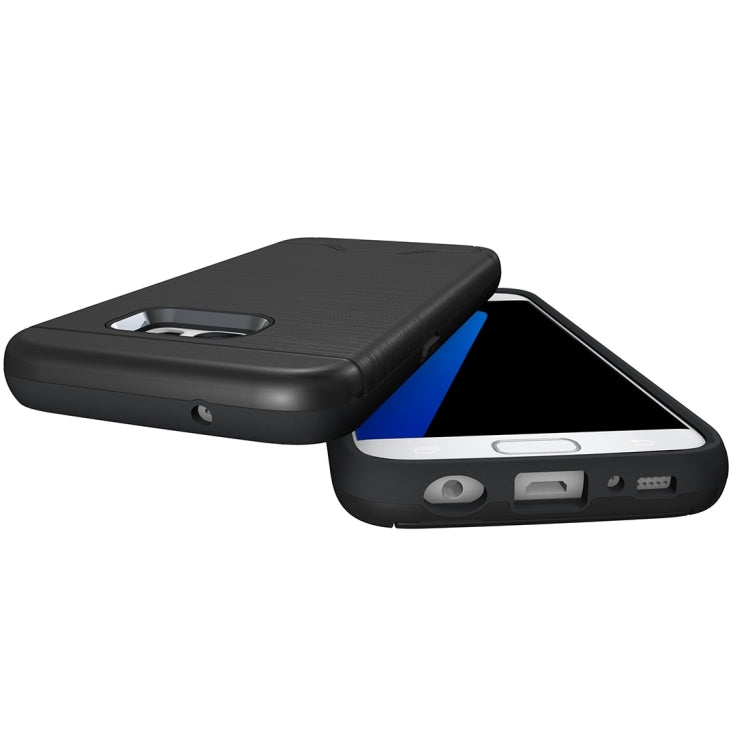 For Galaxy S7 / G930 Brushed Texture Separable TPU + PC Combination Back Case with Card Slot & Holder