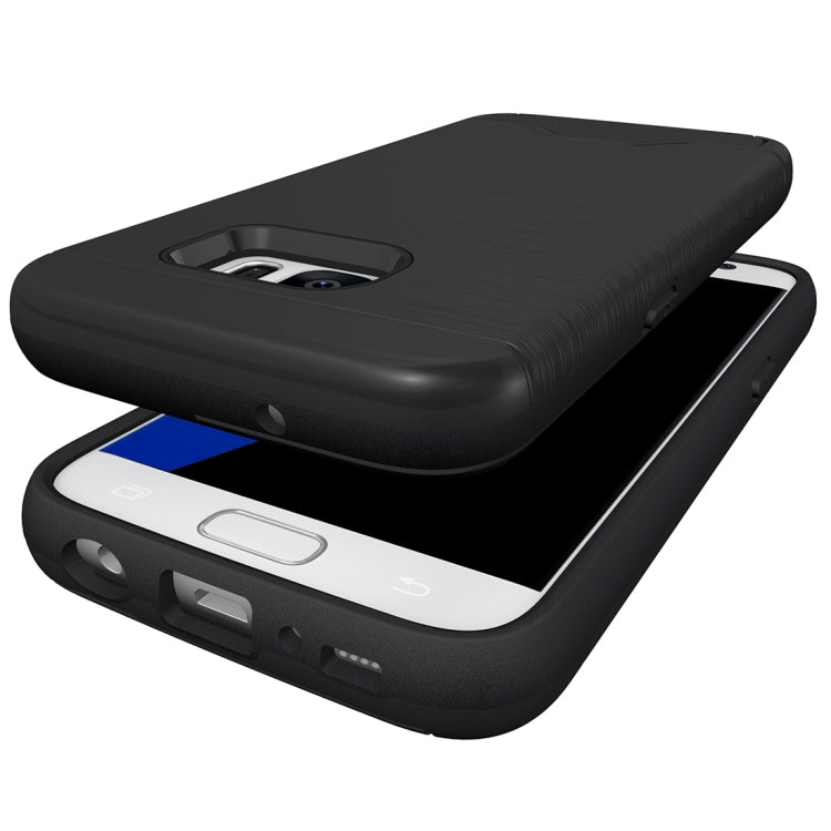 For Galaxy S7 / G930 Brushed Texture Separable TPU + PC Combination Back Case with Card Slot & Holder