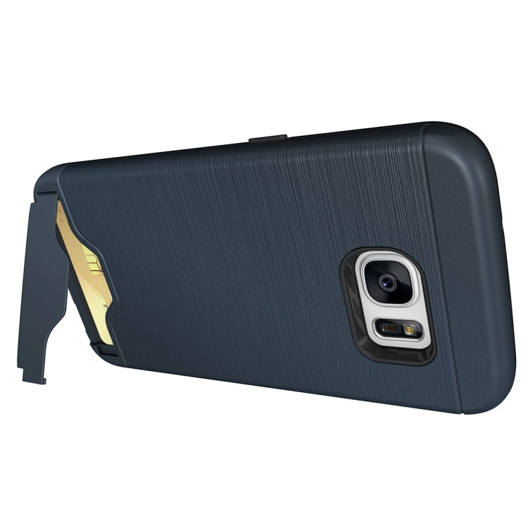 For Galaxy S7 / G930 Brushed Texture Separable TPU + PC Combination Back Case with Card Slot & Holder