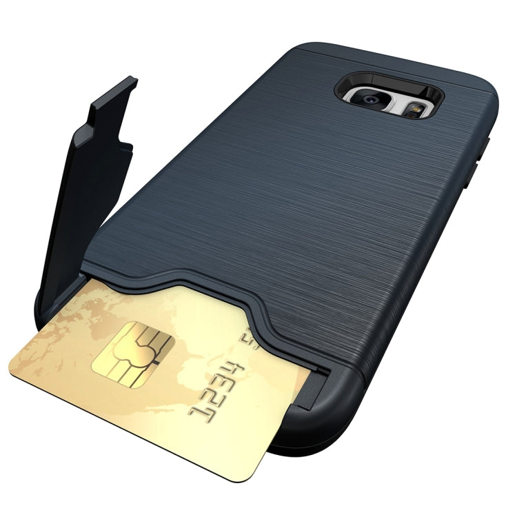 For Galaxy S7 / G930 Brushed Texture Separable TPU + PC Combination Back Case with Card Slot & Holder