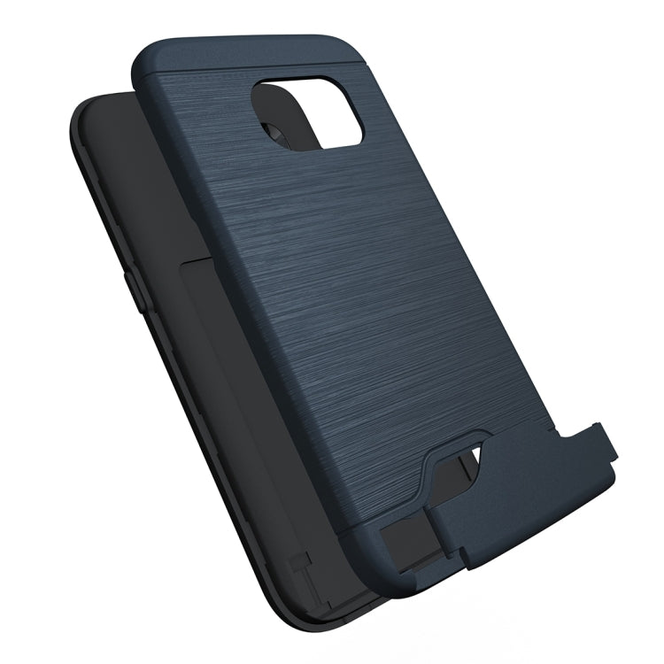 For Galaxy S7 / G930 Brushed Texture Separable TPU + PC Combination Back Case with Card Slot & Holder