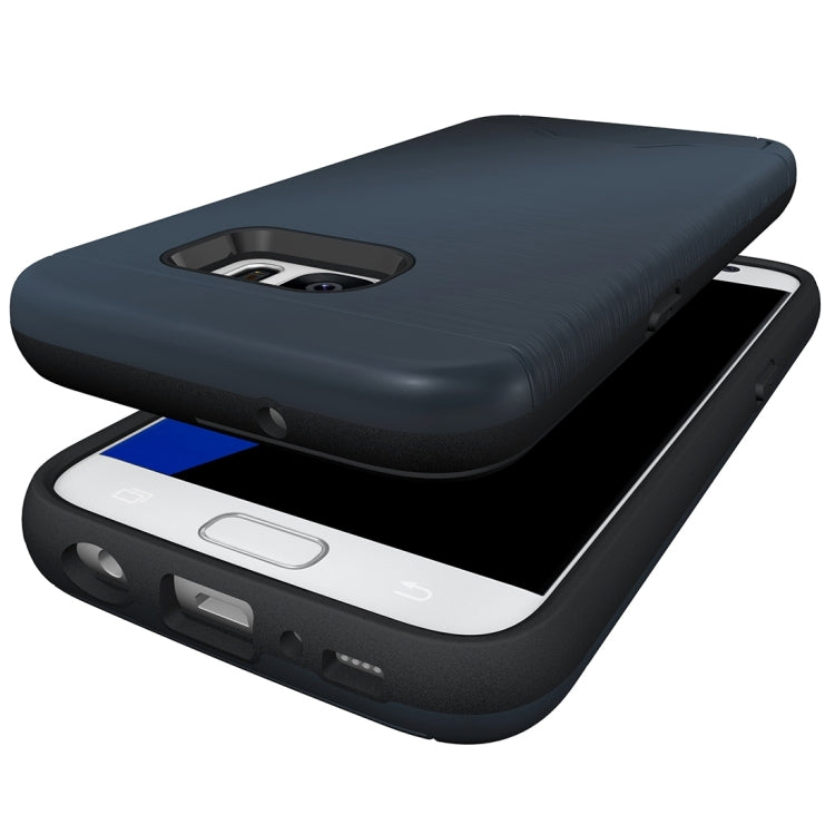 For Galaxy S7 / G930 Brushed Texture Separable TPU + PC Combination Back Case with Card Slot & Holder