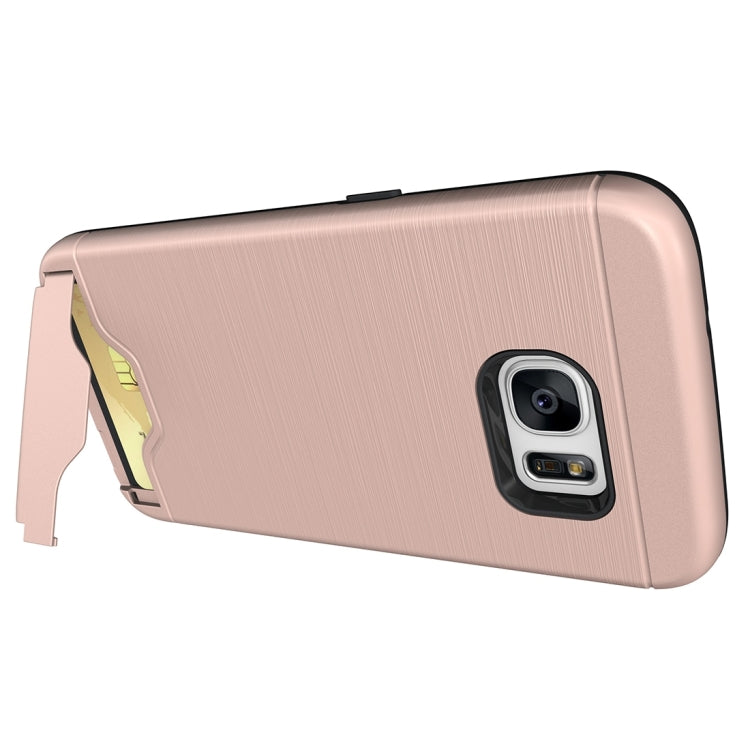 For Galaxy S7 / G930 Brushed Texture Separable TPU + PC Combination Back Case with Card Slot & Holder