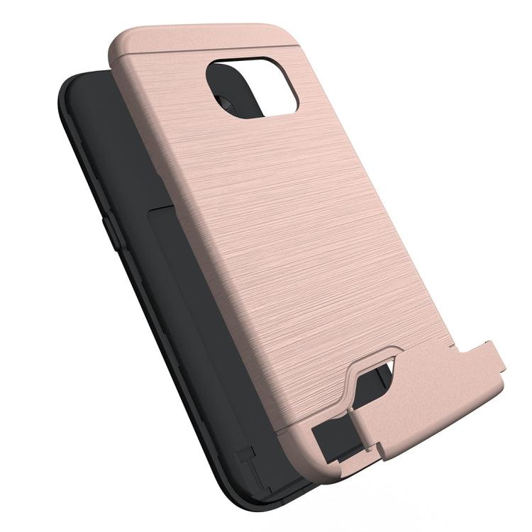 For Galaxy S7 / G930 Brushed Texture Separable TPU + PC Combination Back Case with Card Slot & Holder