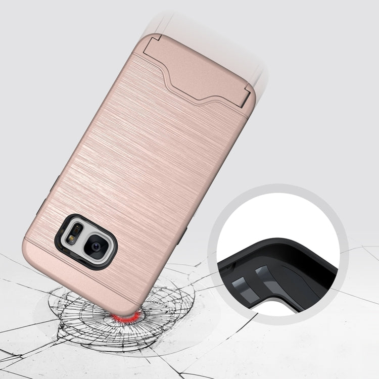 For Galaxy S7 / G930 Brushed Texture Separable TPU + PC Combination Back Case with Card Slot & Holder