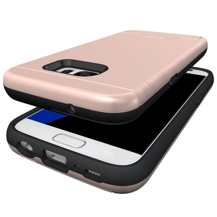 For Galaxy S7 / G930 Brushed Texture Separable TPU + PC Combination Back Case with Card Slot & Holder