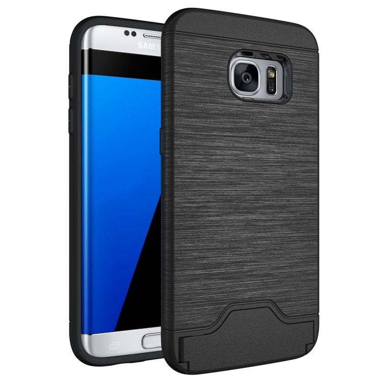 For Galaxy S7 Edge / G935 Brushed Texture Separable TPU + PC Combination Back Case with Card Slot & Holder