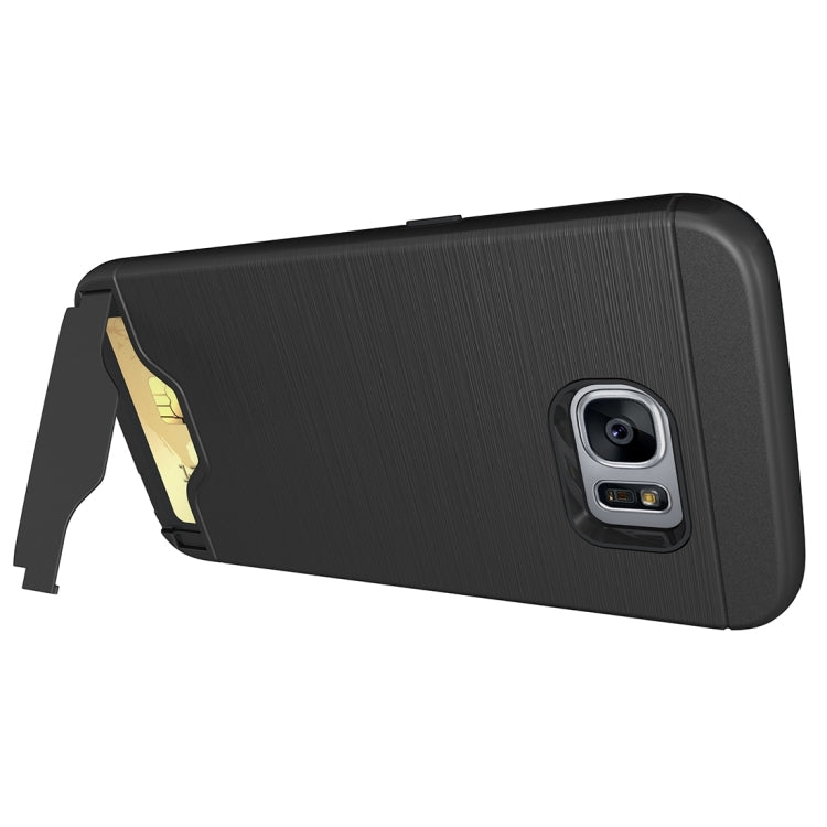 For Galaxy S7 Edge / G935 Brushed Texture Separable TPU + PC Combination Back Case with Card Slot & Holder