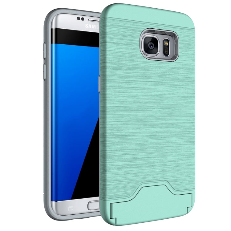 For Galaxy S7 Edge / G935 Brushed Texture Separable TPU + PC Combination Back Case with Card Slot & Holder