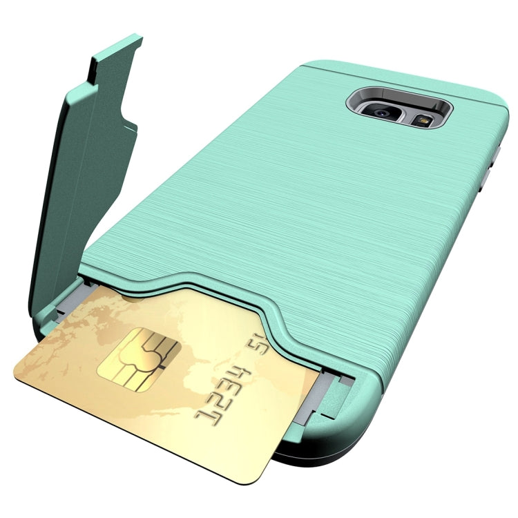 For Galaxy S7 Edge / G935 Brushed Texture Separable TPU + PC Combination Back Case with Card Slot & Holder
