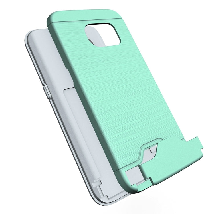 For Galaxy S7 Edge / G935 Brushed Texture Separable TPU + PC Combination Back Case with Card Slot & Holder