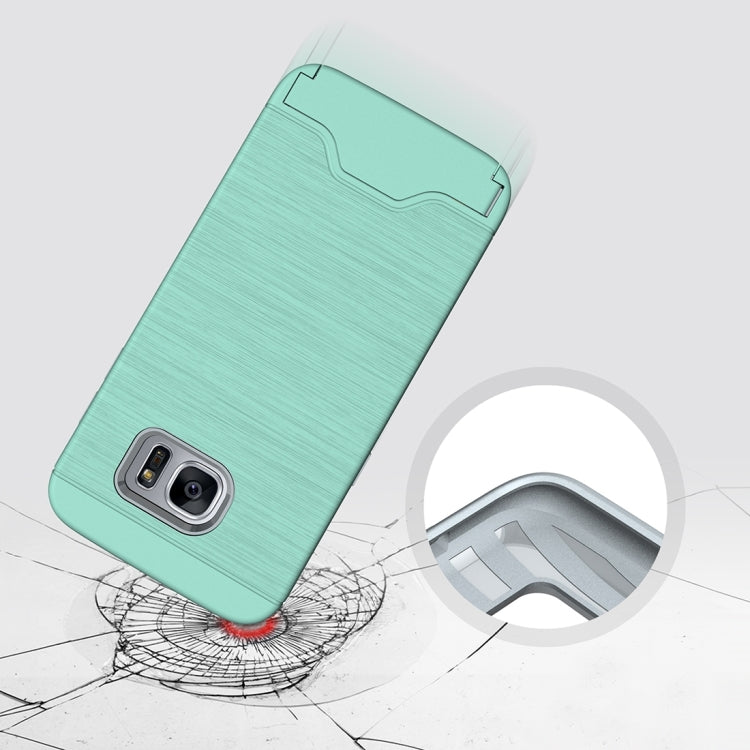 For Galaxy S7 Edge / G935 Brushed Texture Separable TPU + PC Combination Back Case with Card Slot & Holder