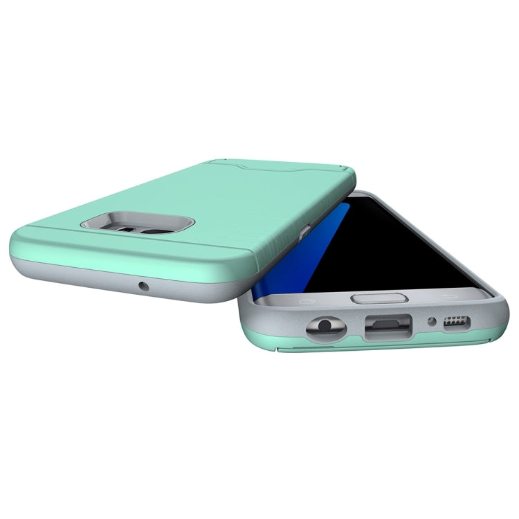 For Galaxy S7 Edge / G935 Brushed Texture Separable TPU + PC Combination Back Case with Card Slot & Holder