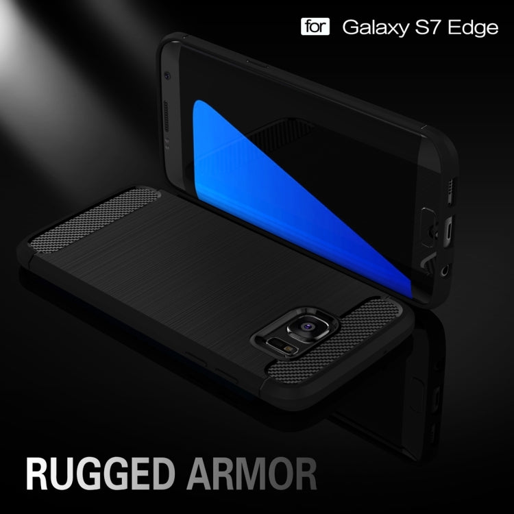 For Galaxy S7 Edge / G935 Brushed Texture Fiber TPU Rugged Armor Protective Case