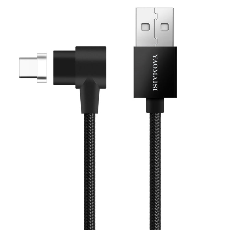 YAOMAISI Q13 1m USB-C / Type-C to USB L-Type Nylon Weave Data Sync Charging Cable, For Galaxy S8 & S8 + / LG G6 / Huawei P10 & P10 Plus / Xiaomi Mi 6 & Max 2 and other Smartphones(Black)