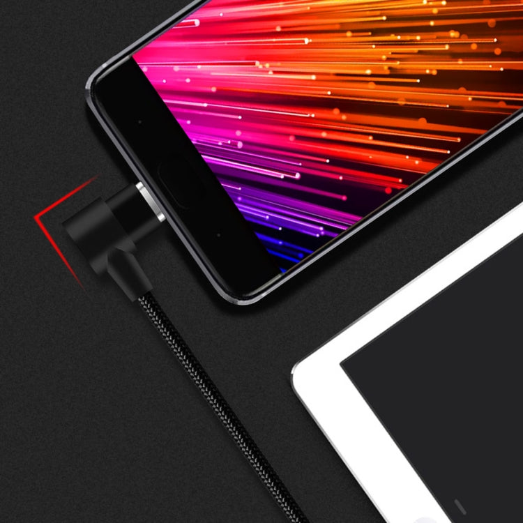 YAOMAISI Q13 1m USB-C / Type-C to USB L-Type Nylon Weave Data Sync Charging Cable, For Galaxy S8 & S8 + / LG G6 / Huawei P10 & P10 Plus / Xiaomi Mi 6 & Max 2 and other Smartphones(Black)