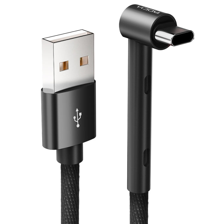 ROCK 1.2m USB to Type-C Metal Weave Style Fast Charging & Sync Bracket Data Cable, For Galaxy, Huawei, Xiaomi, LG, HTC and Other Smart Phones(Black)